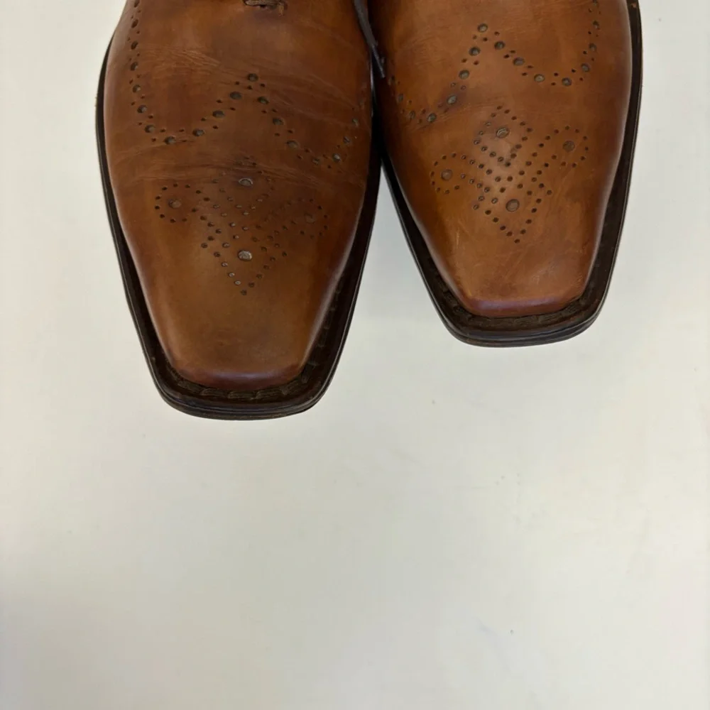 Calzoleria Toscana || Italian Leather Brogue‎ Oxford Dress Shoes Tan EU 44